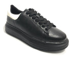 Scarpe donna sneaker con zeppa Gold&gold ecopelle nero/ bianco D20GG47