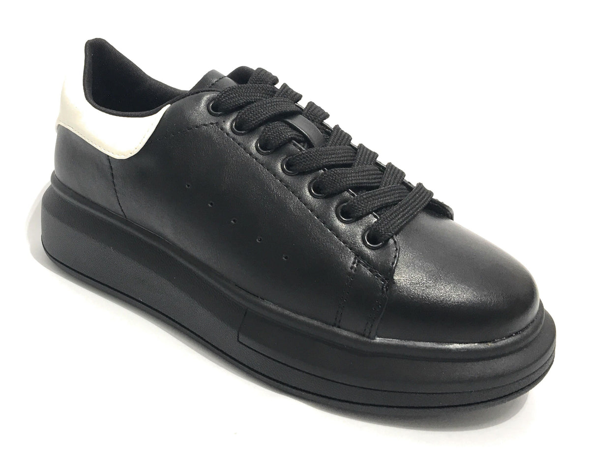 Scarpe donna sneaker con zeppa Gold&gold ecopelle nero/ bianco D20GG47