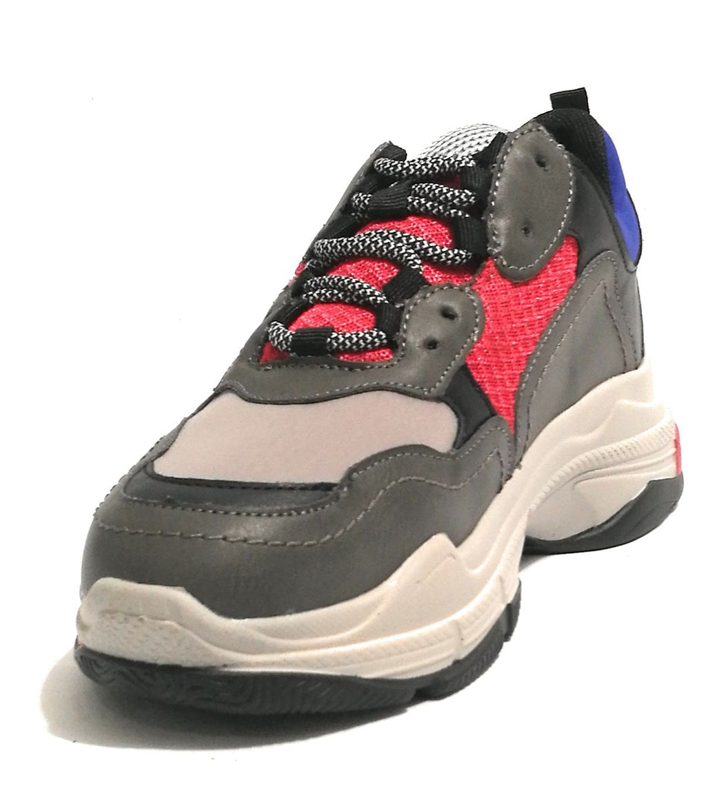 SCARPE SNEAKER ZEPPA GOLD&GOLD DONNA ECOPELLE E TESSUTO GRIGIO/ROSSO/BLU D19GG10