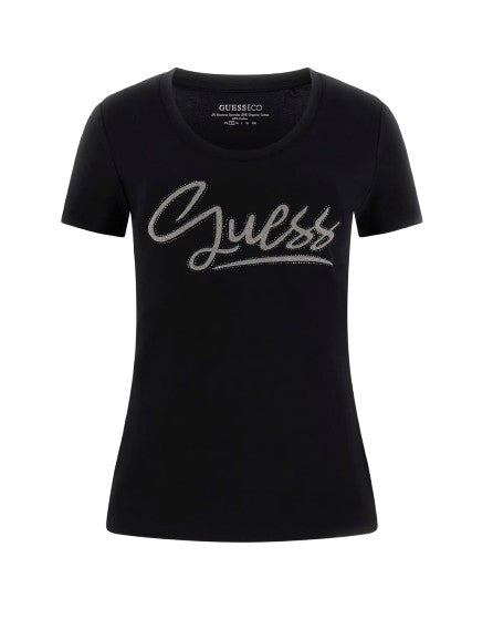 T-shirt donna Guess con strass nero ES26GU19 W6RI24J1314