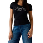T-shirt donna Guess con strass nero ES26GU19 W6RI24J1314