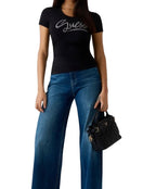 T-shirt donna Guess con strass nero ES26GU19 W6RI24J1314