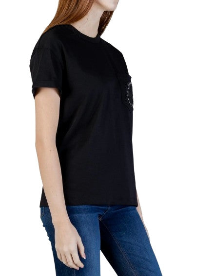 T-shirt donna Guess pocket logo strass nero ES26GU39 W6GI17K3037