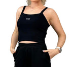 Top donna Guess canotta Stella rib Tank nero ES26GU57 V6GP16K3180