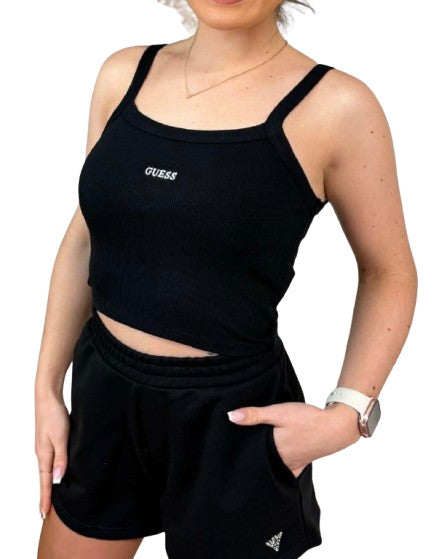 Top donna Guess canotta Stella rib Tank nero ES26GU57 V6GP16K3180