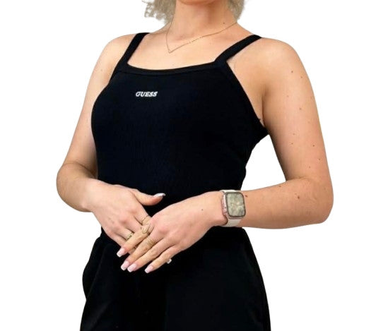 Top donna Guess canotta Stella rib Tank nero ES26GU57 V6GP16K3180