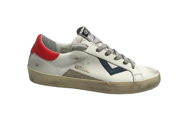 Sneaker uomo 4B12 in pelle bianco/avio US25QB03 SUPRIME-U201