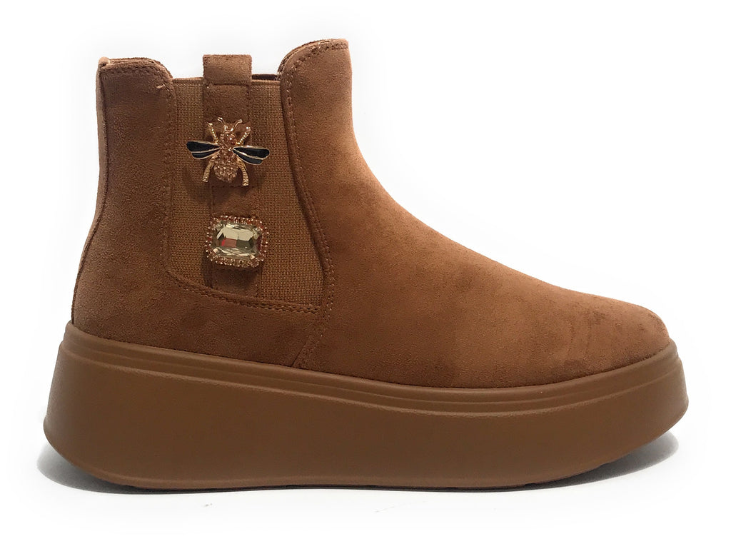 Scarpe donna Gold&gold stivaletto ecopelle scamosciata camel D26GG04 GB880
