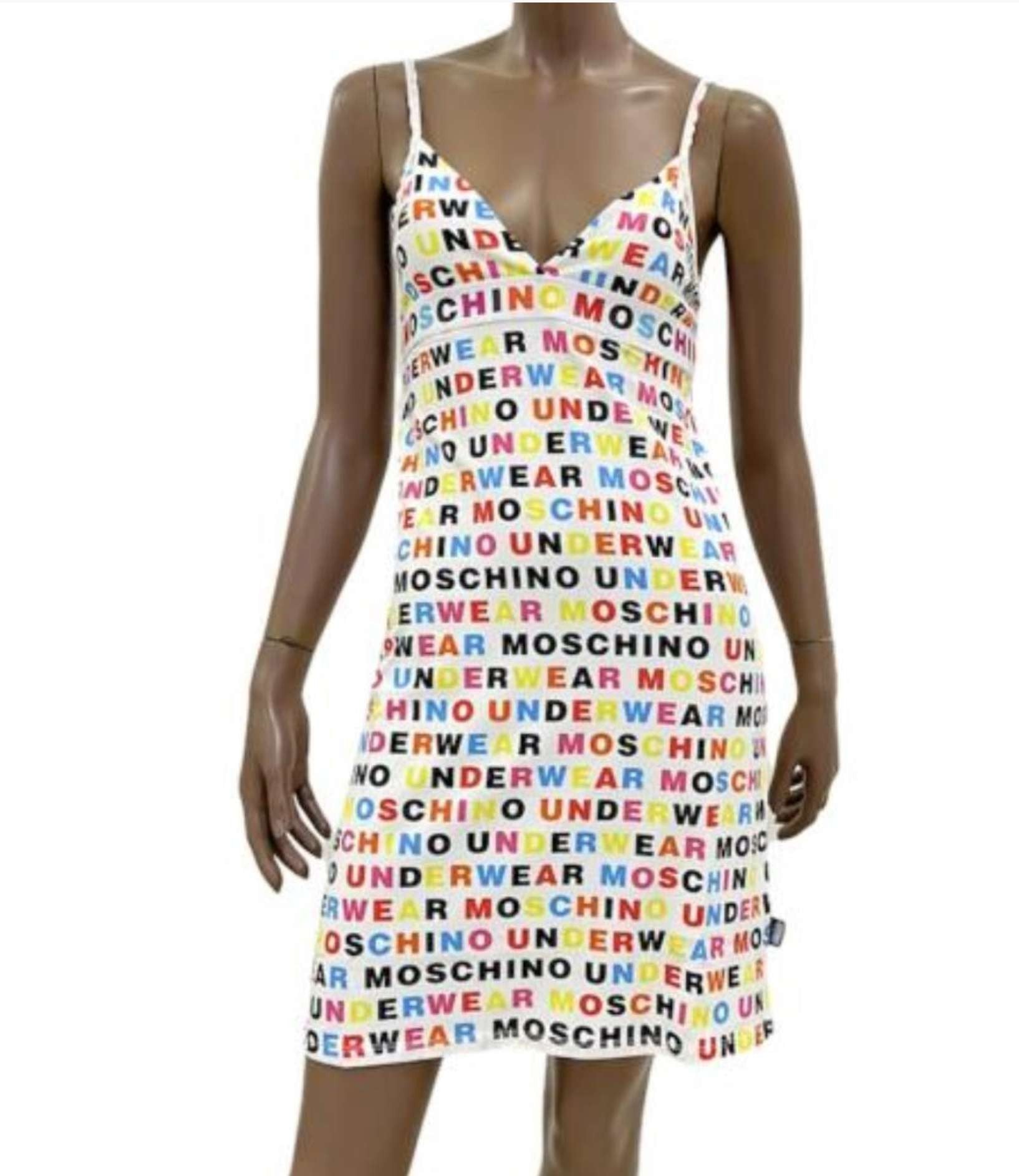 Abito donna Moschino bianco lettering ES21MO09 A5401