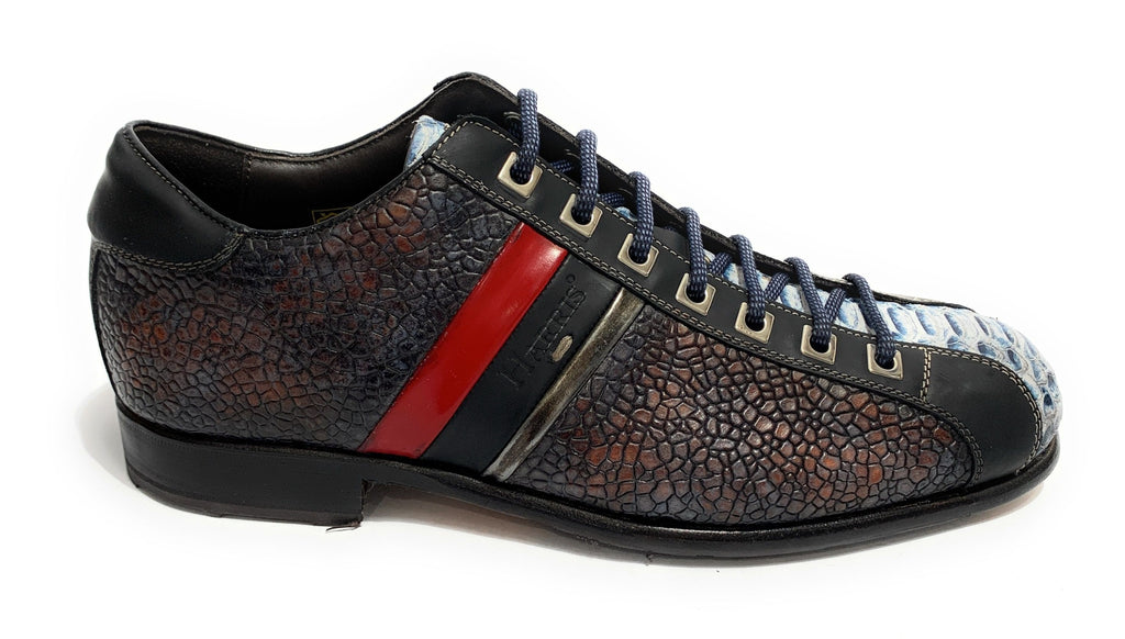Scarpe uomo Harris fondo calcetto pelle crack piombo/ pit oceano/ arancio U17HA119