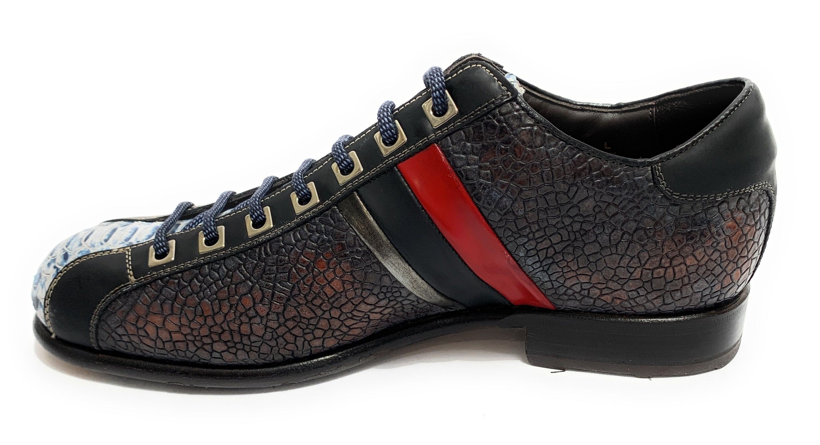 Scarpe uomo Harris fondo calcetto pelle crack piombo/ pit oceano/ arancio U17HA119
