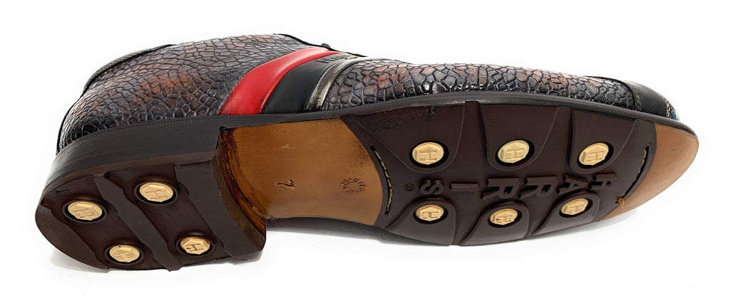 Scarpe uomo Harris fondo calcetto pelle crack piombo/ pit oceano/ arancio U17HA119