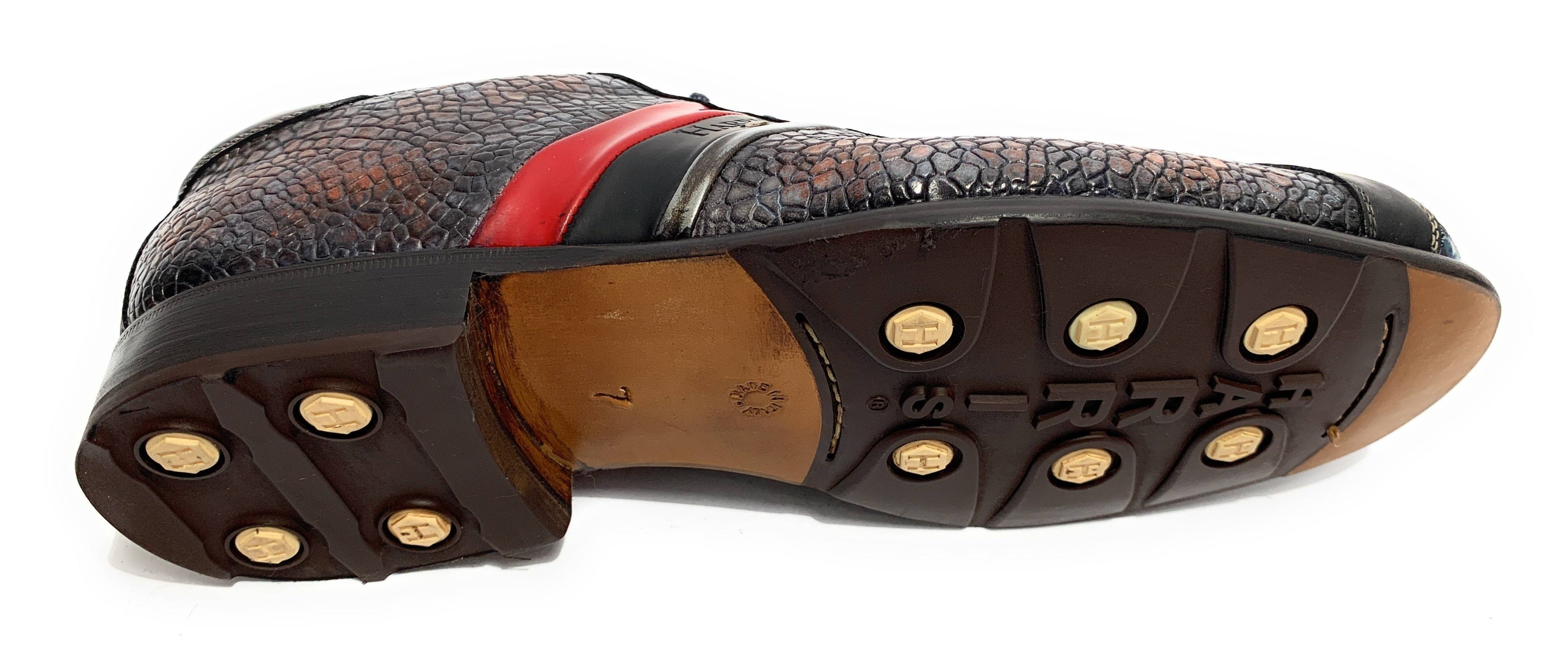 Scarpe uomo Harris fondo calcetto pelle crack piombo/ pit oceano/ arancio U17HA119