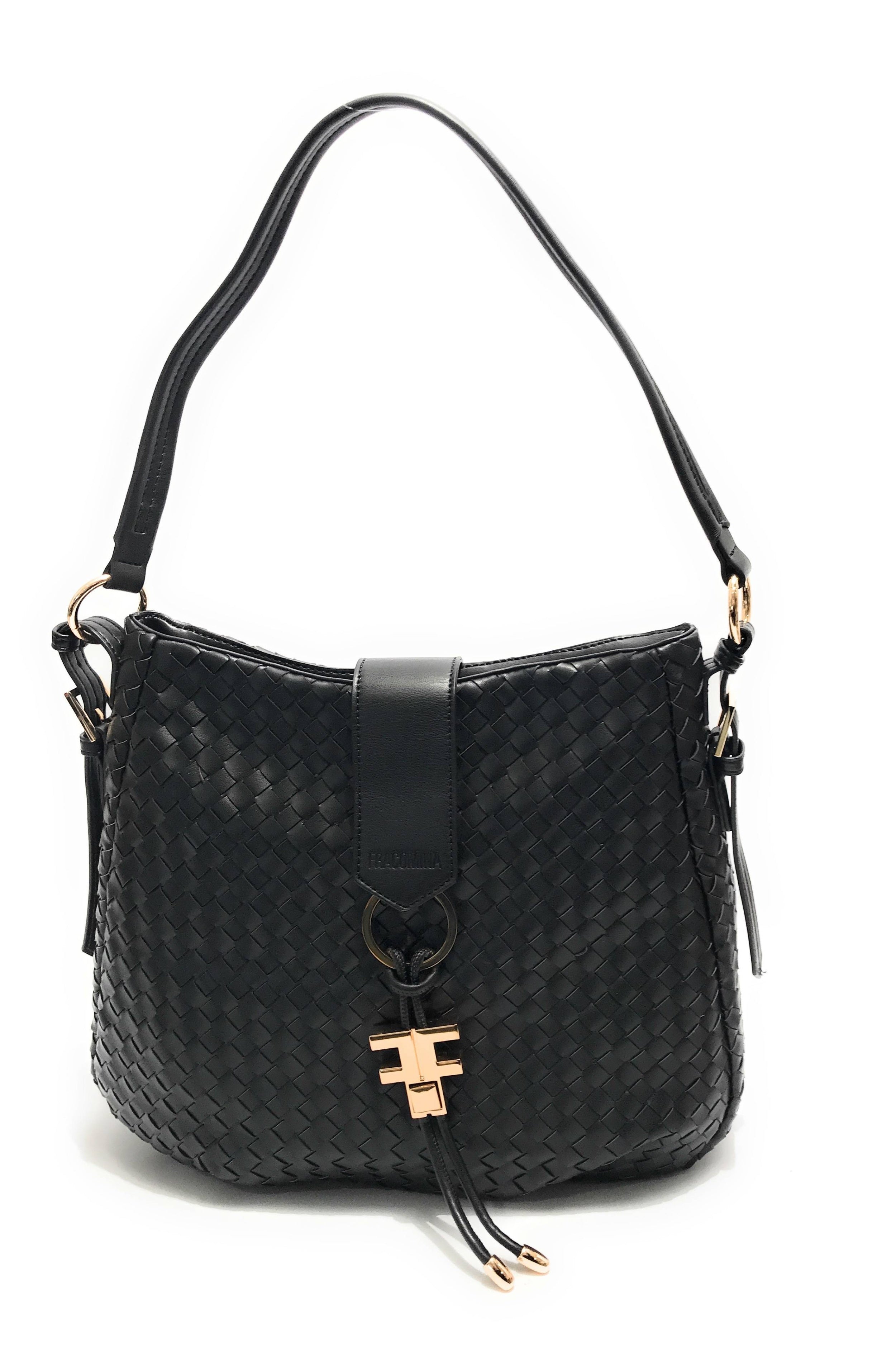 Borsa donna Fracomina a spalla hobo bag ecopelle intrecciato nero BS23FR08 FA23SB3009P411S5-053