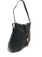 Borsa donna Fracomina a spalla hobo bag ecopelle intrecciato nero BS23FR08 FA23SB3009P411S5-053