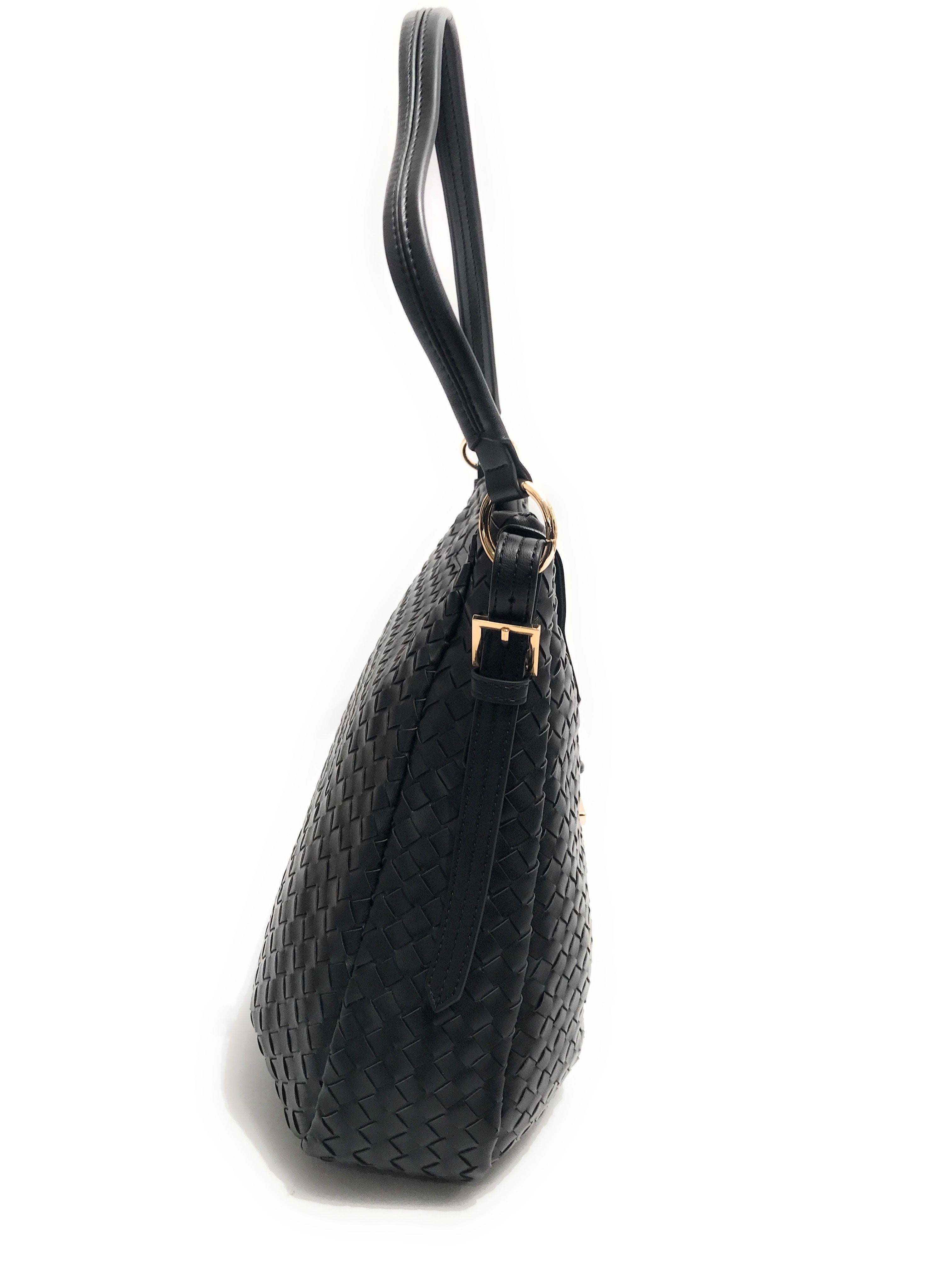 Borsa donna Fracomina a spalla hobo bag ecopelle intrecciato nero BS23FR08 FA23SB3009P411S5-053