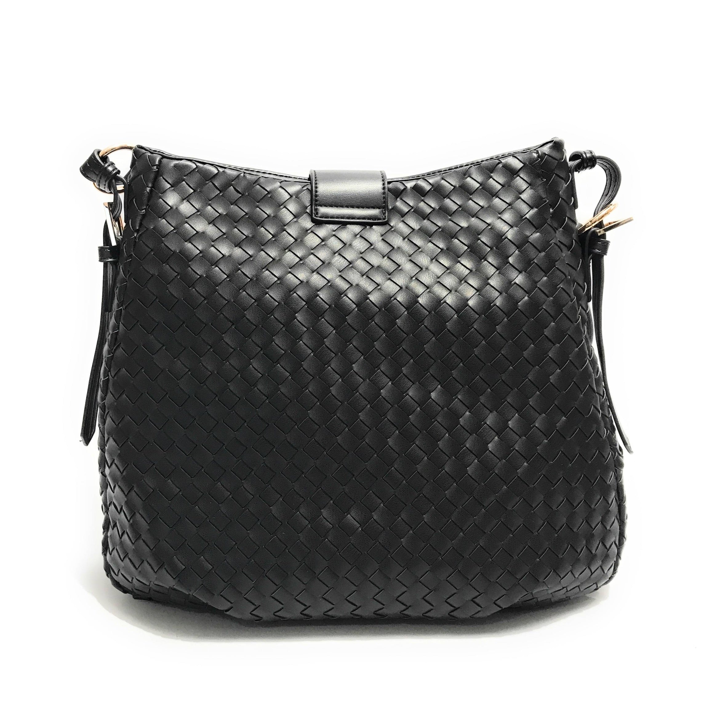 Borsa donna Fracomina a spalla hobo bag ecopelle intrecciato nero BS23FR08 FA23SB3009P411S5-053