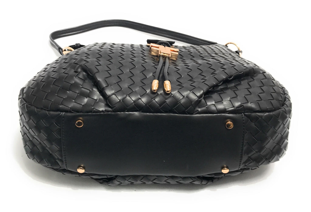 Borsa donna Fracomina a spalla hobo bag ecopelle intrecciato nero BS23FR08 FA23SB3009P411S5-053