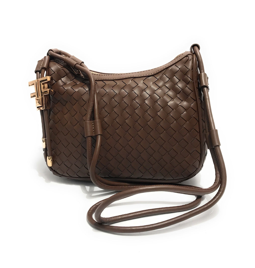 Borsa donna Fracomina tracolla crossover ecopelle intrecciato marrone BS23FR11 FA23SB4005P411S5-091