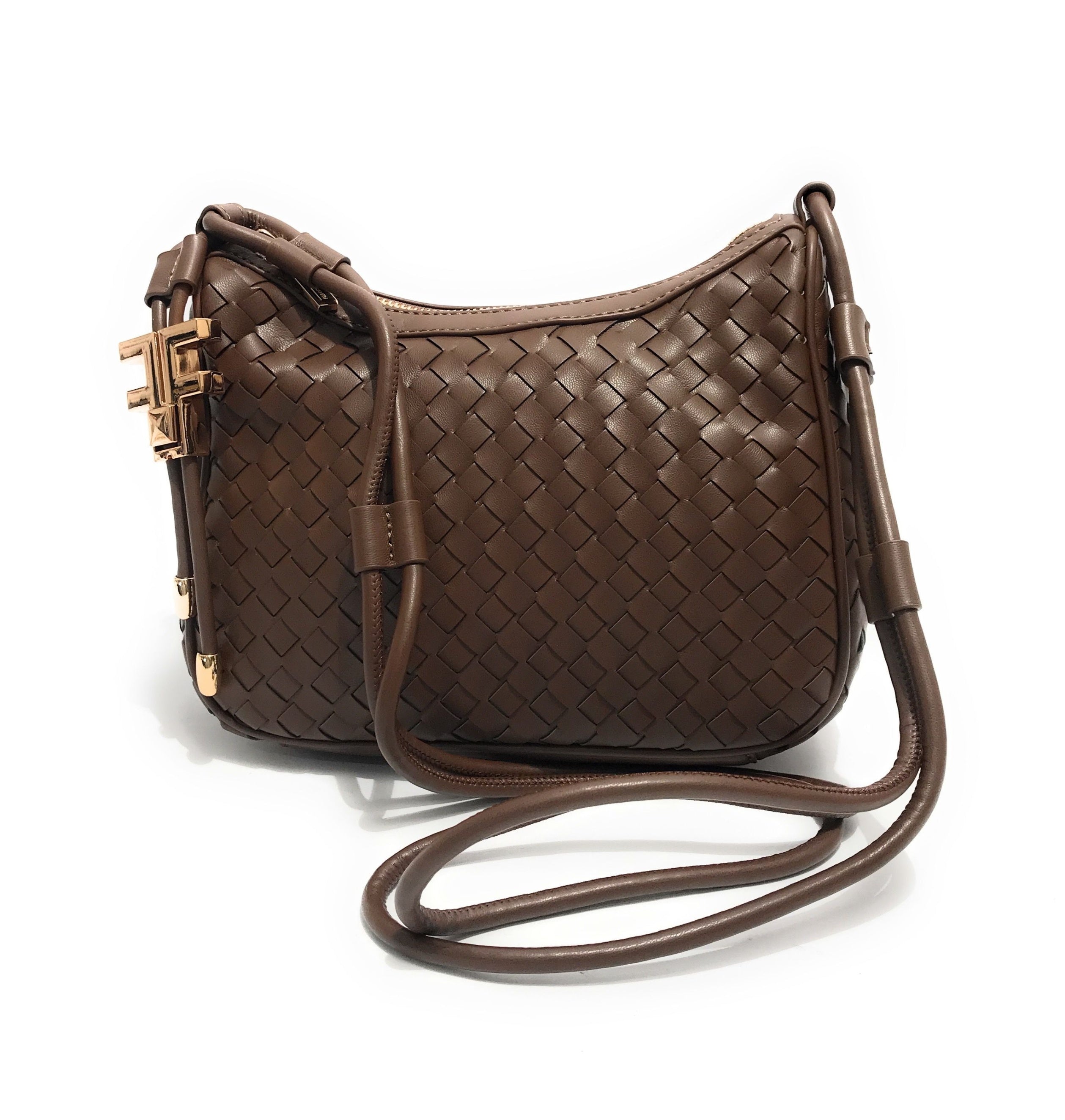 Borsa donna Fracomina tracolla crossover ecopelle intrecciato marrone BS23FR11 FA23SB4005P411S5-091
