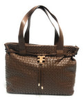 Borsa donna Fracomina a spalla shopping bag ecopelle intrecciato marrone BS23FR01 FA23SBA004P411S5-091