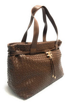 Borsa donna Fracomina a spalla shopping bag ecopelle intrecciato marrone BS23FR01 FA23SBA004P411S5-091