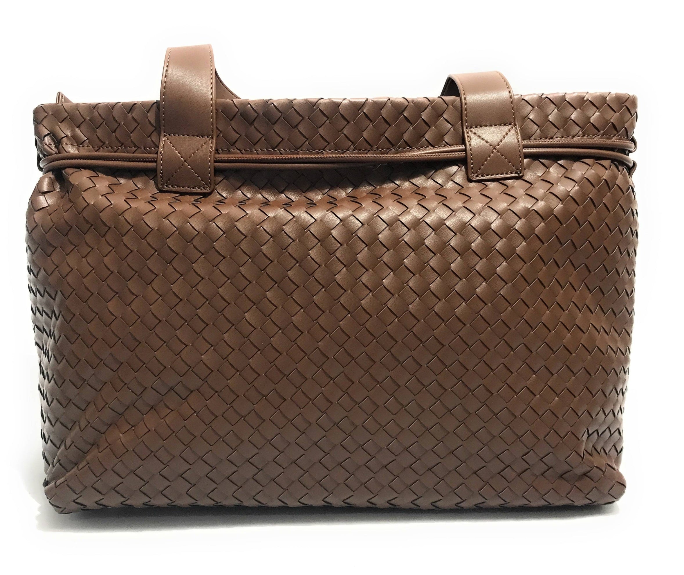 Borsa donna Fracomina a spalla shopping bag ecopelle intrecciato marrone BS23FR01 FA23SBA004P411S5-091
