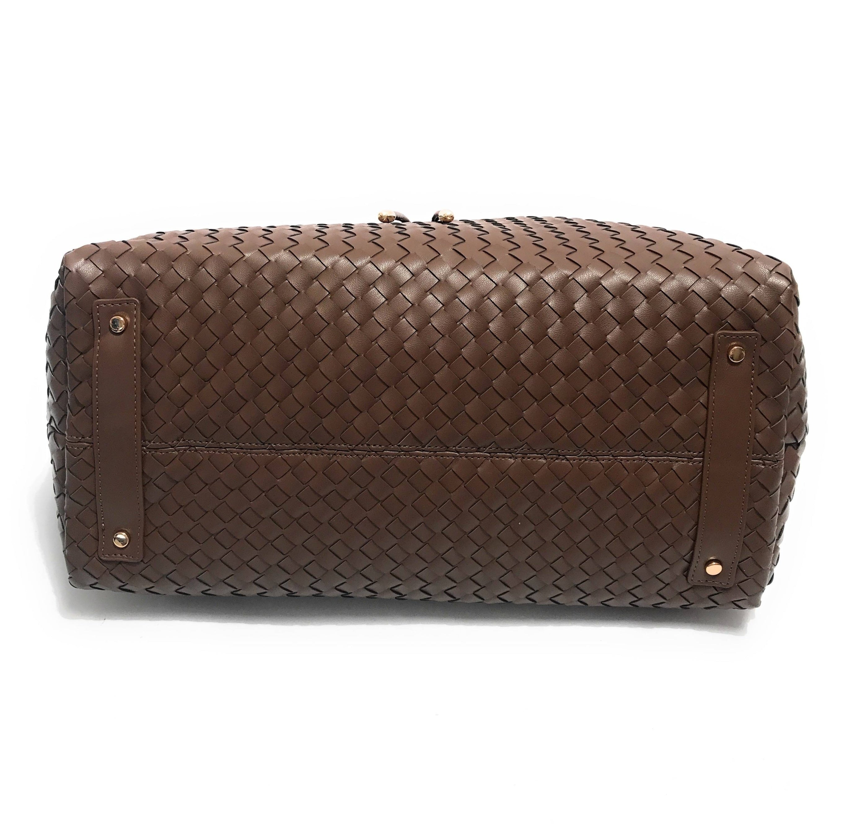 Borsa donna Fracomina a spalla shopping bag ecopelle intrecciato marrone BS23FR01 FA23SBA004P411S5-091