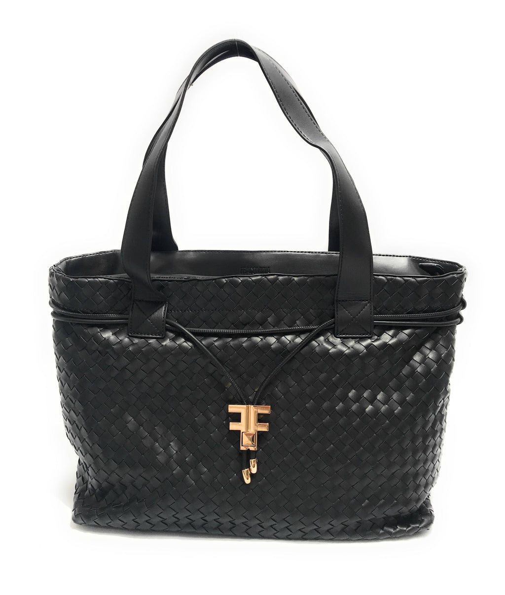 Borsa donna Fracomina a spalla shopping bag ecopelle intrecciato nero BS23FR09 FA23SBA004P411S5-053