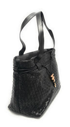 Borsa donna Fracomina a spalla shopping bag ecopelle intrecciato nero BS23FR09 FA23SBA004P411S5-053