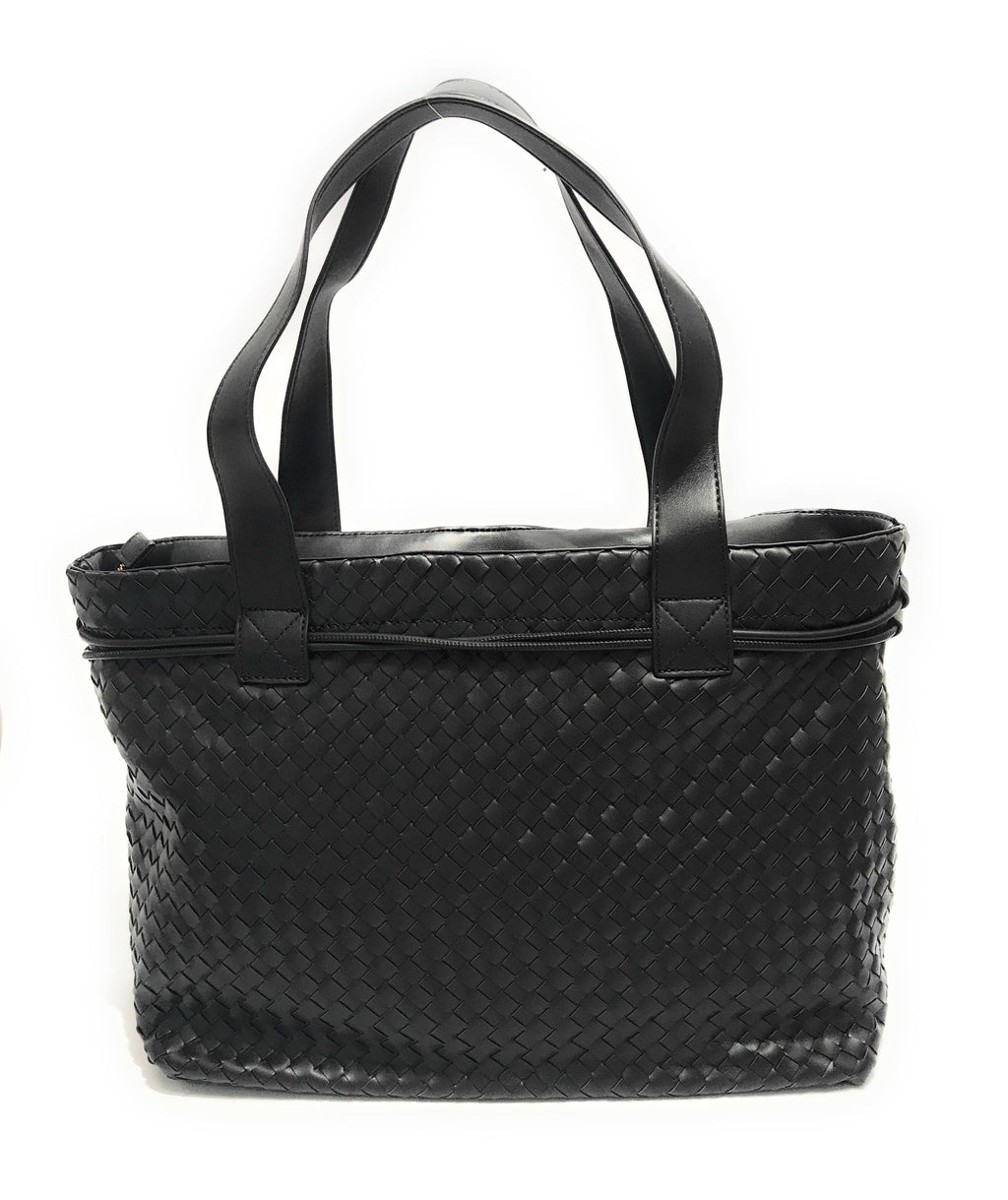 Borsa donna Fracomina a spalla shopping bag ecopelle intrecciato nero BS23FR09 FA23SBA004P411S5-053
