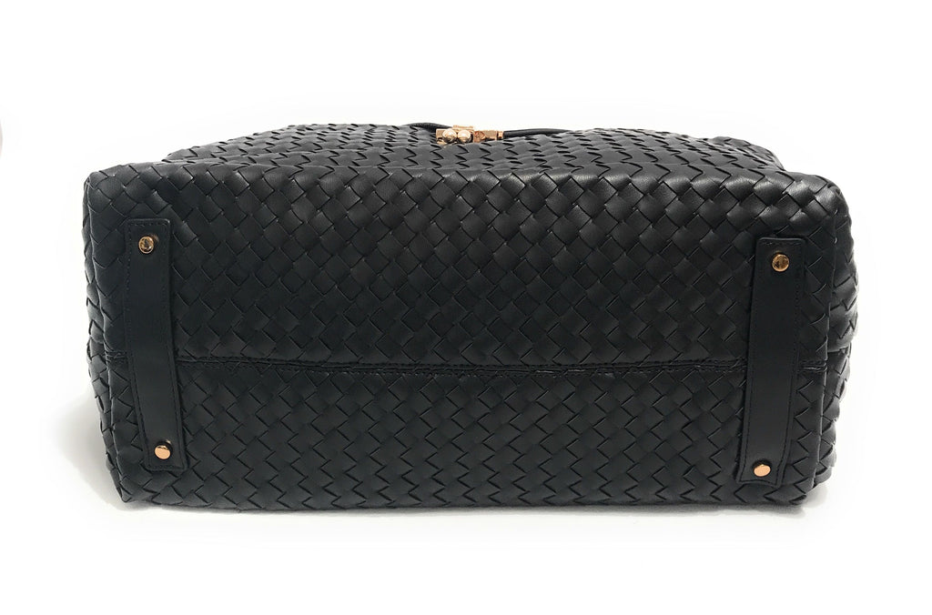 Borsa donna Fracomina a spalla shopping bag ecopelle intrecciato nero BS23FR09 FA23SBA004P411S5-053