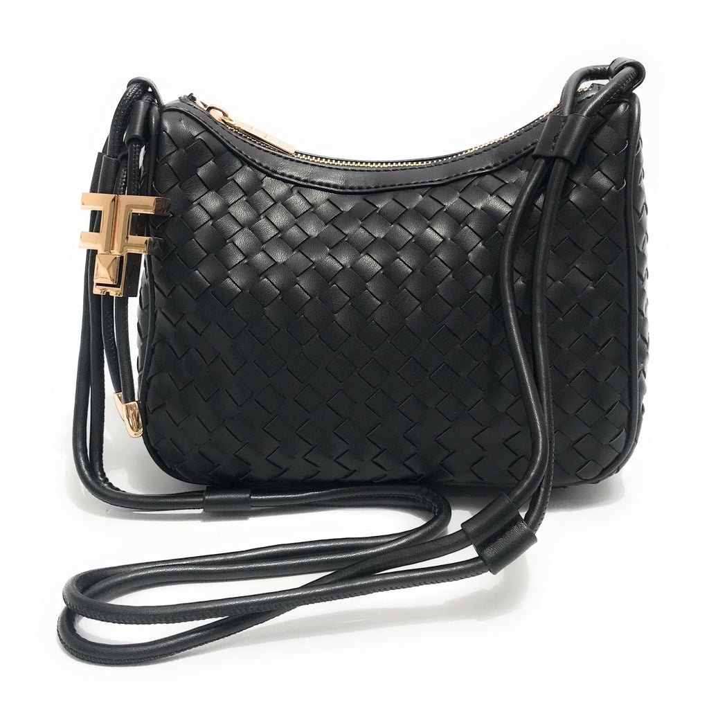 Borsa donna Fracomina tracolla crossover ecopelle intrecciato nero BS23FR04 FA23SB4005P411S5-053