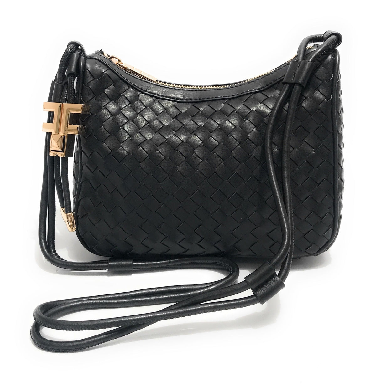 Borsa donna Fracomina tracolla crossover ecopelle intrecciato nero BS23FR04 FA23SB4005P411S5-053
