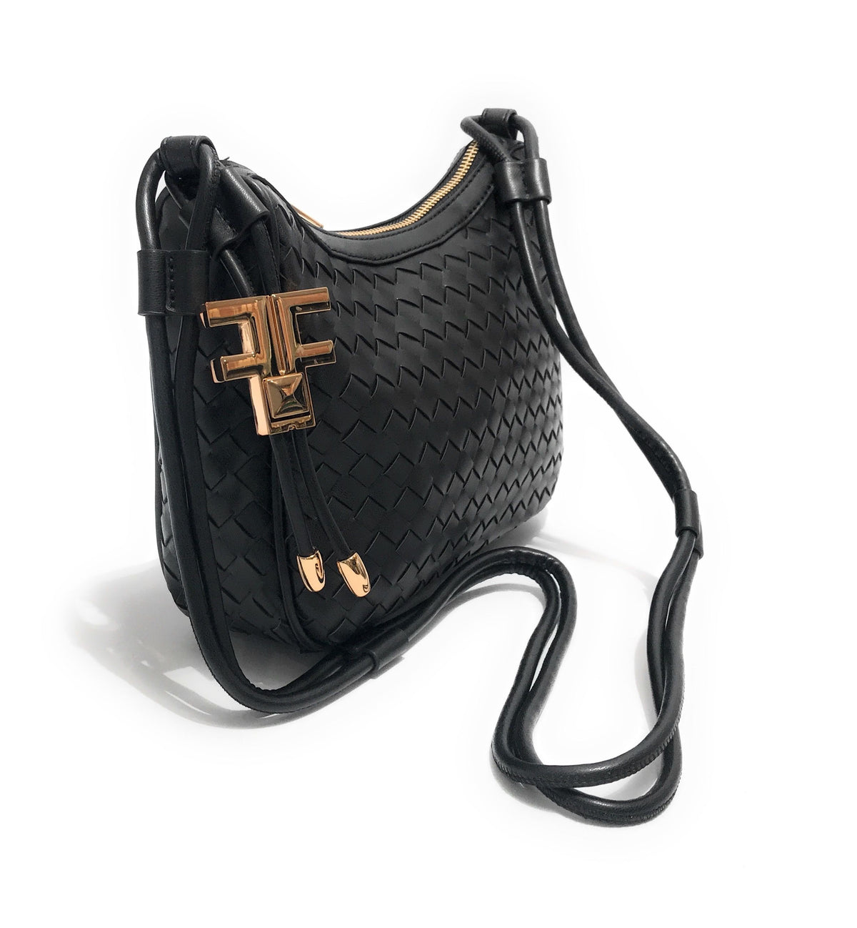 Borsa donna Fracomina tracolla crossover ecopelle intrecciato nero BS23FR04 FA23SB4005P411S5-053