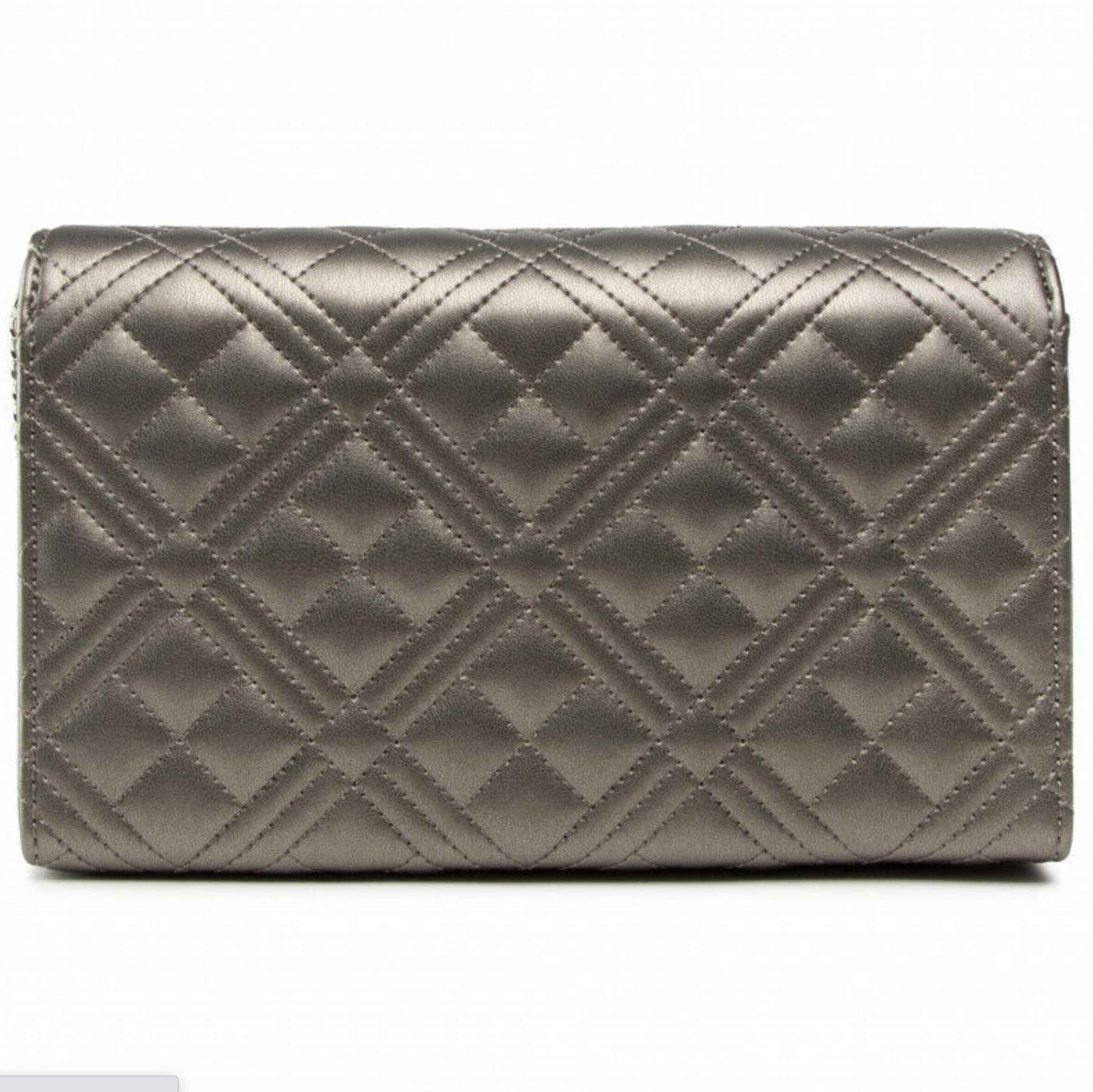 Borsa donna Love Moschino a spalla/ tracolla in ecopelle trapuntata argento BS23MO150 JC4079