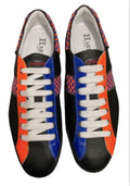 Scarpe uomo Harris sneaker pelle matrix nero/ arancio fluo/ blu U17HA158