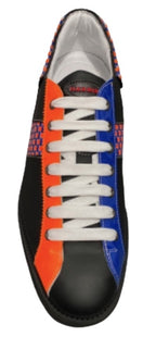 Scarpe uomo Harris sneaker pelle matrix nero/ arancio fluo/ blu U17HA158