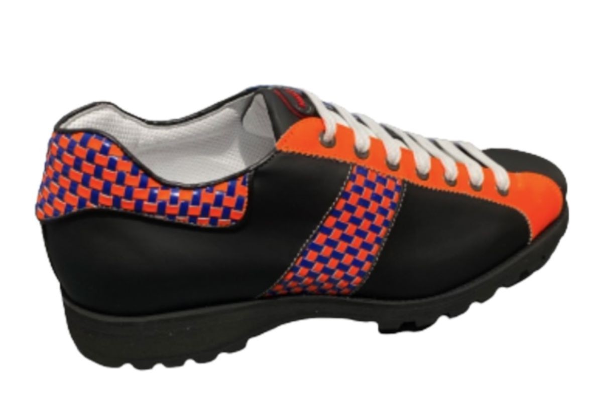 Scarpe uomo Harris sneaker pelle matrix nero/ arancio fluo/ blu U17HA158