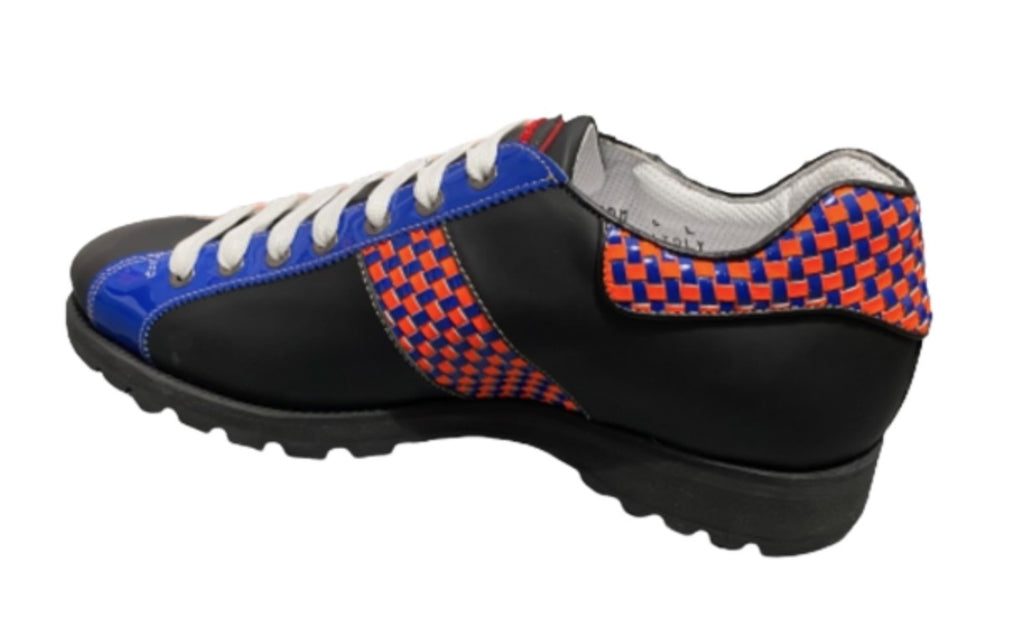 Scarpe uomo Harris sneaker pelle matrix nero/ arancio fluo/ blu U17HA158