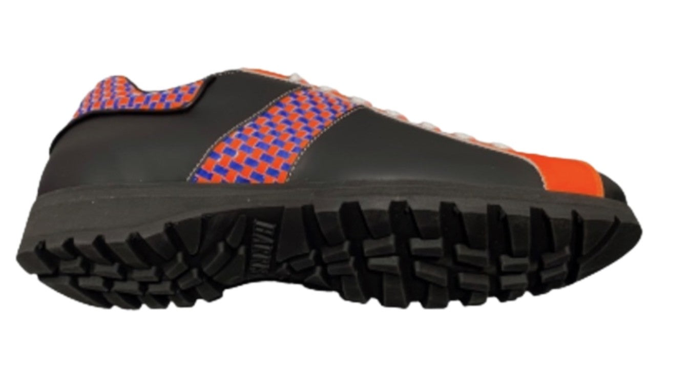 Scarpe uomo Harris sneaker pelle matrix nero/ arancio fluo/ blu U17HA158