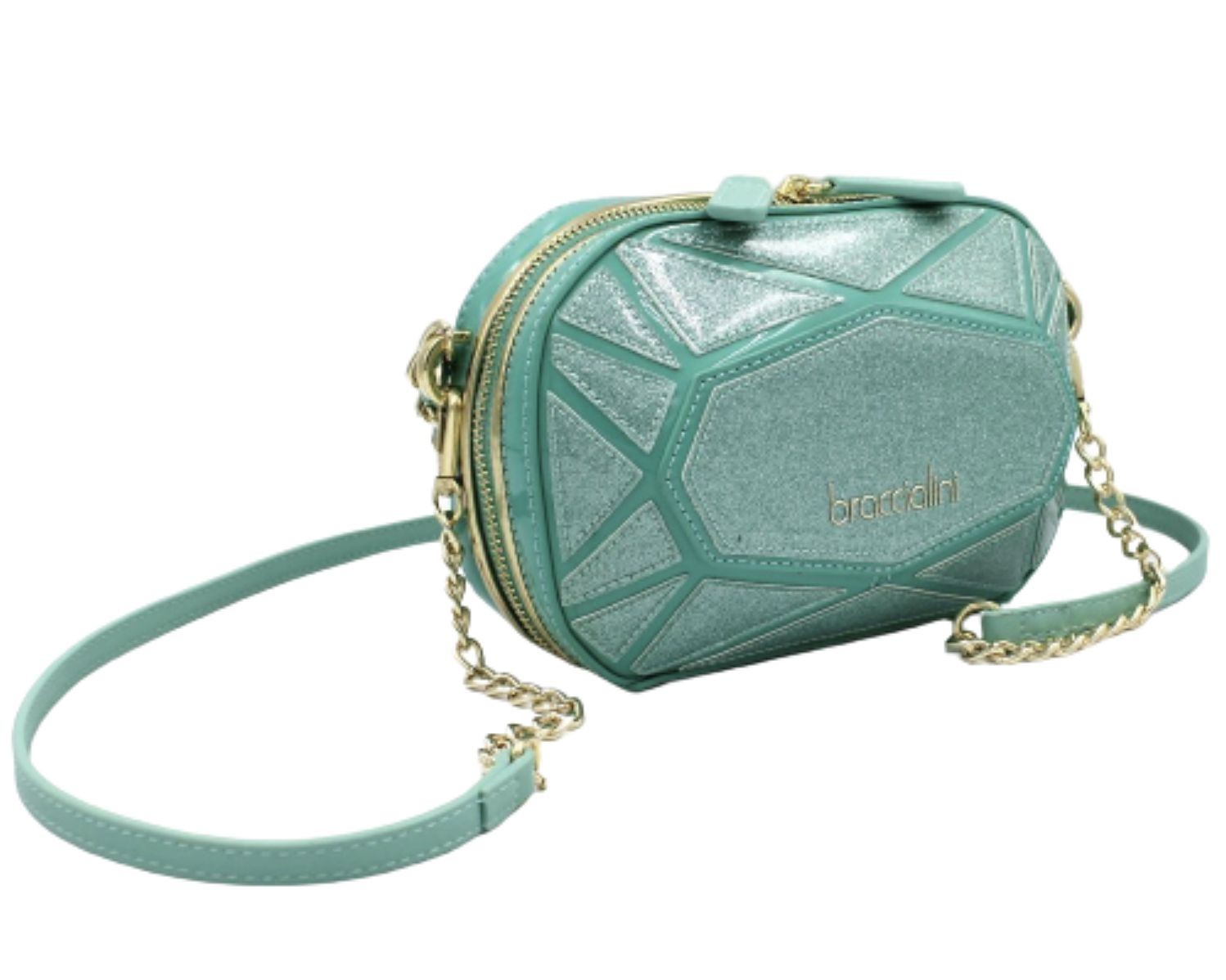 Borsa a mano/ tracolla Braccialini Shape ecopelle verde acqua BS23BR20 B17123
