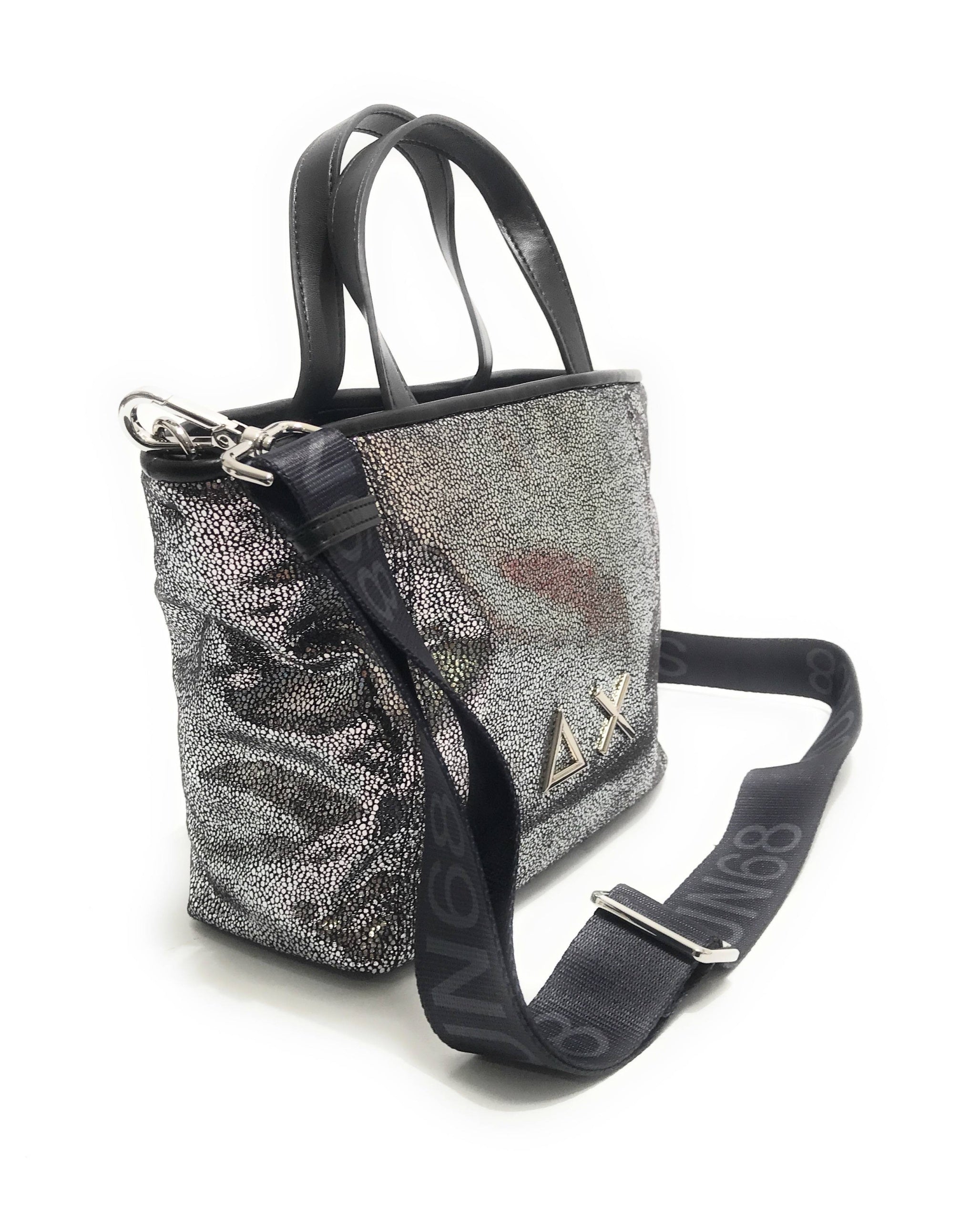 Borsa donna a mano/ tracolla Sun 68 Jacqueline glitter bag argento B25SU01 Z44272 XS