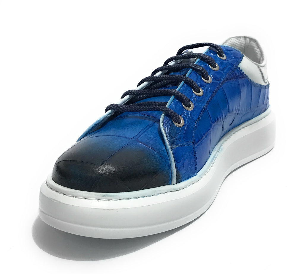Scarpe uomo Harris Sport sneakers in pelle azzurro panthers U17HA179