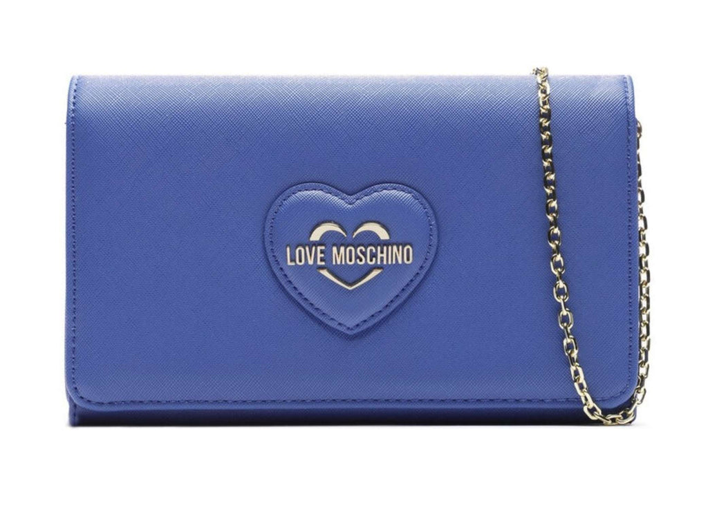 Borsa donna Love Moschino tracolla ecopelle saffiano blu oceano B24MO154 JC4268