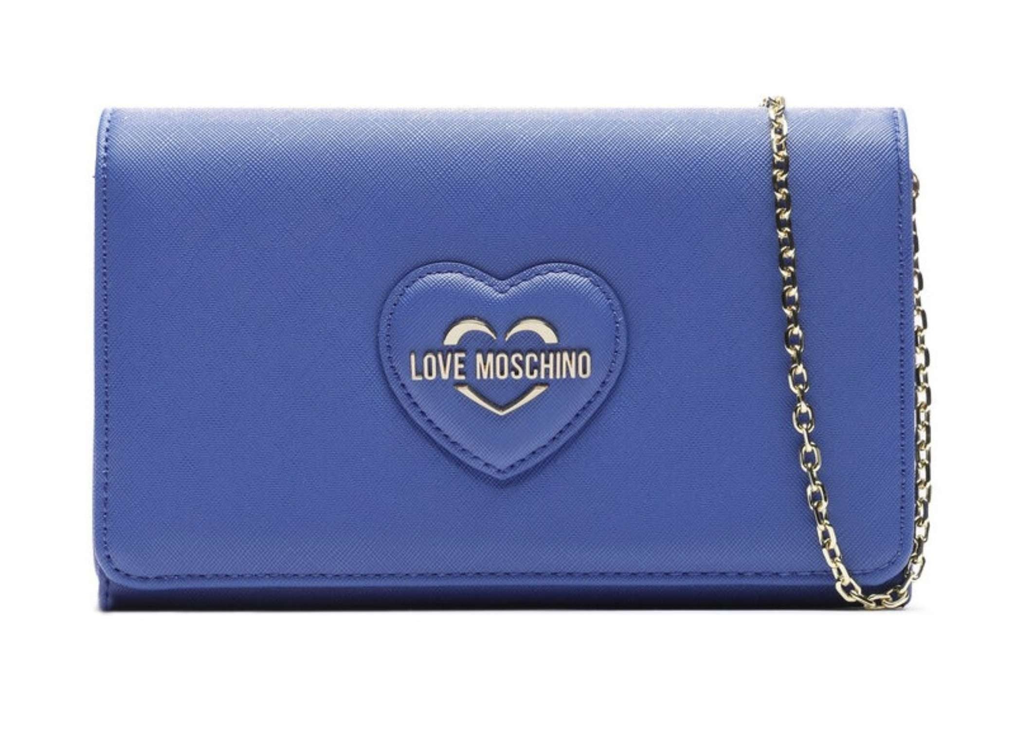 Borsa donna Love Moschino tracolla ecopelle saffiano blu oceano B24MO154 JC4268