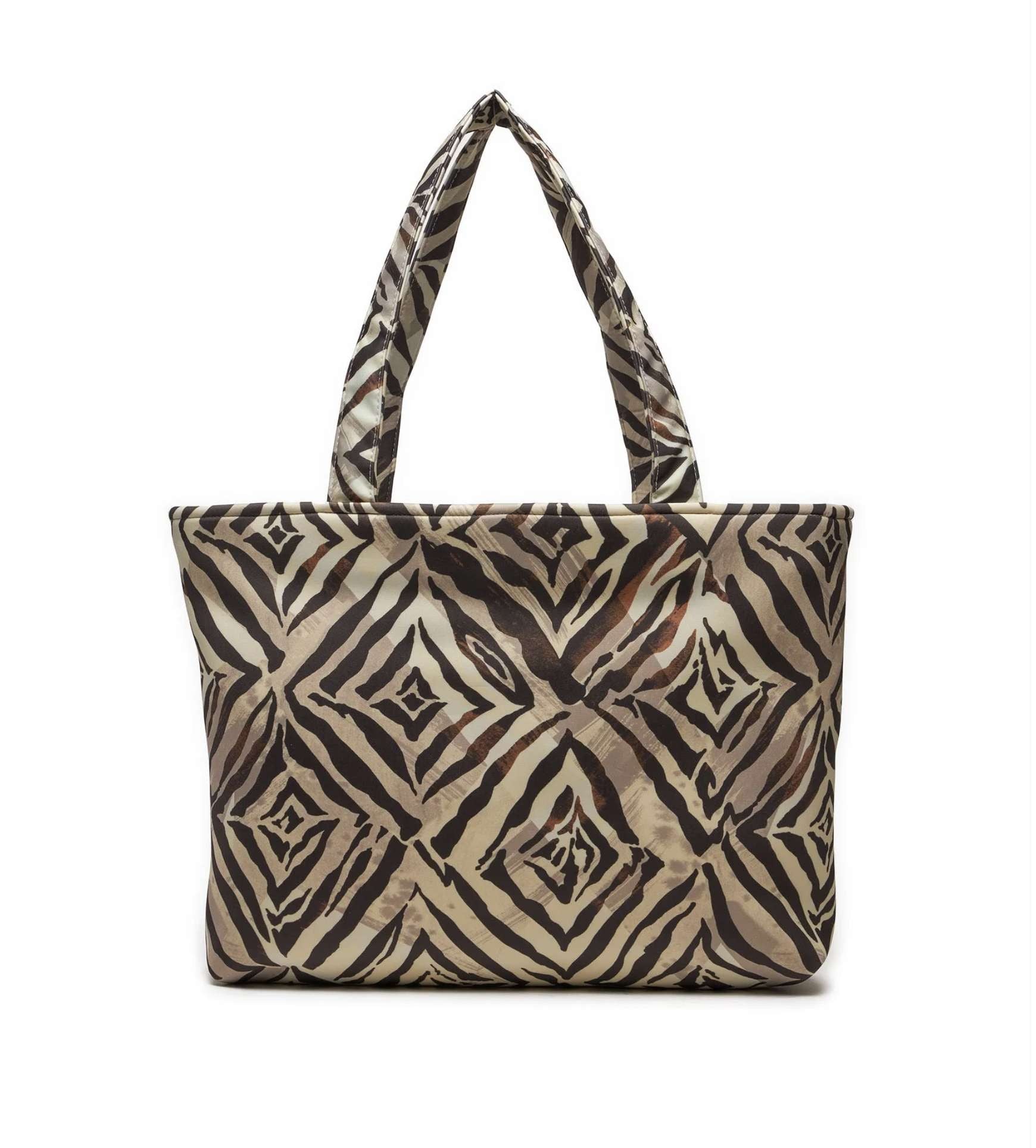Borsa donna a mano/spalla Liu-jo Shopping scuba print in tessuto con logo etnic animalier cany BS24LJ130 VA4205 F0267