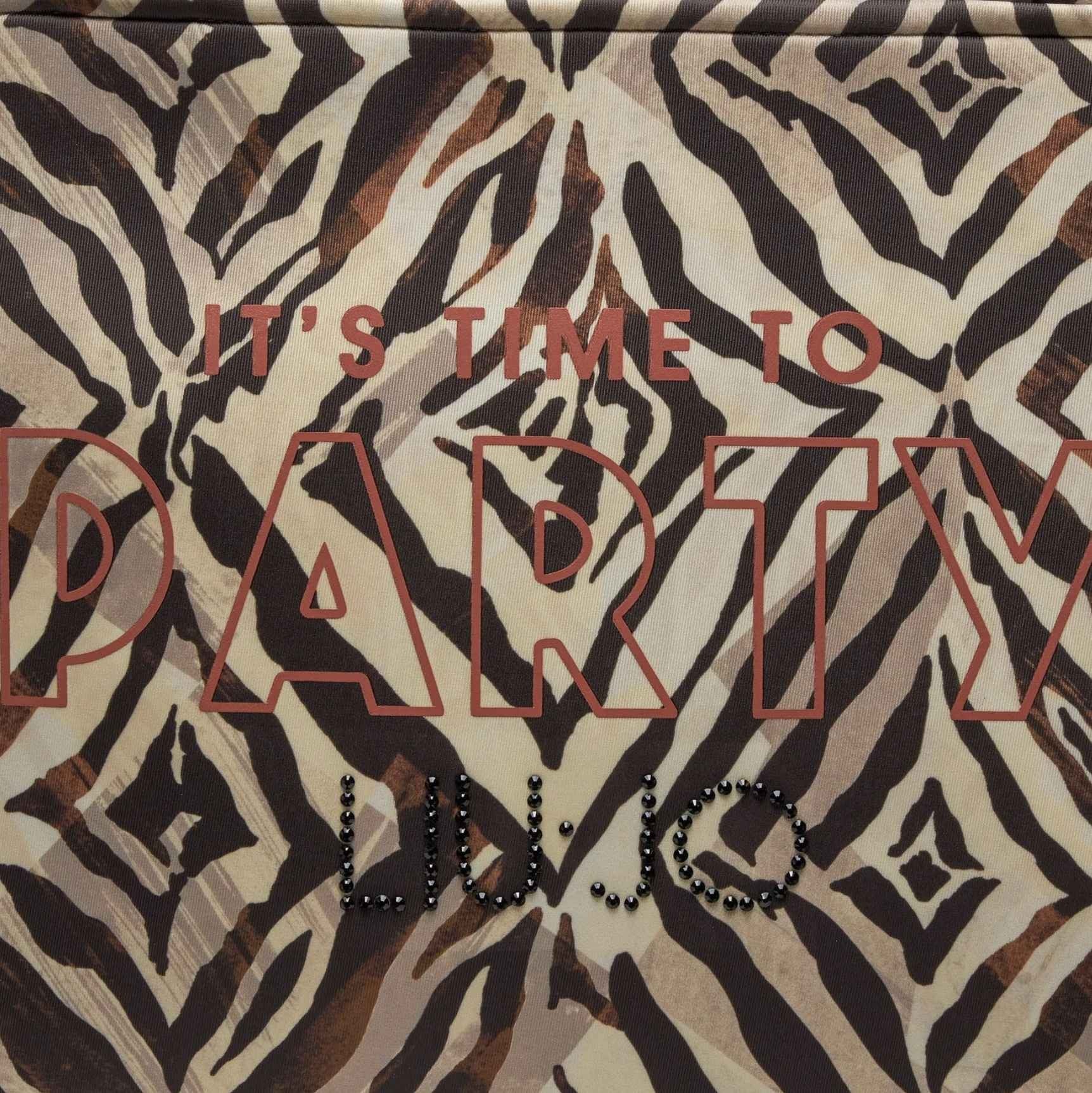 Borsa donna a mano/spalla Liu-jo Shopping scuba print in tessuto con logo etnic animalier cany BS24LJ130 VA4205 F0267