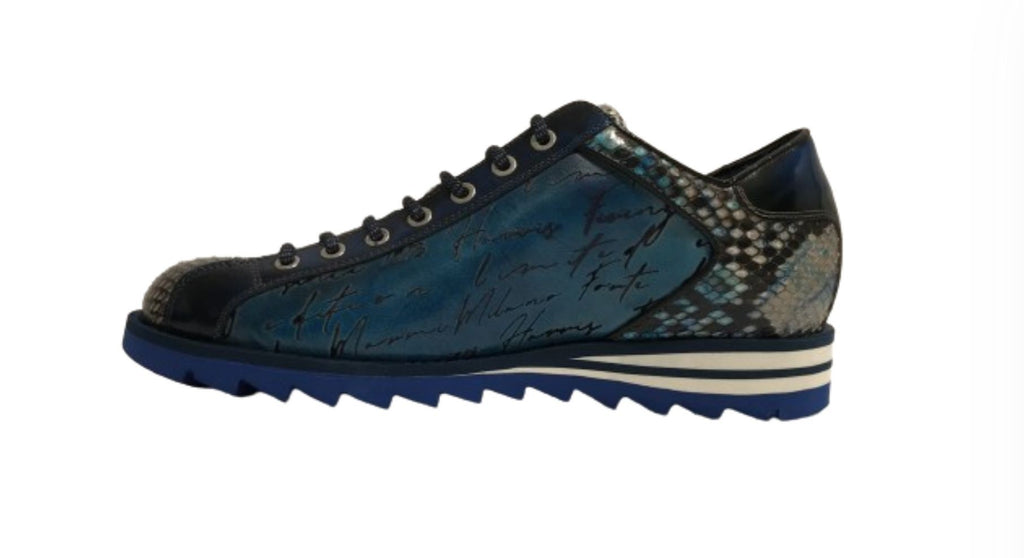 Scarpe uomo Harris sneaker pelle pregiata blu elettrico U17HA207 2817