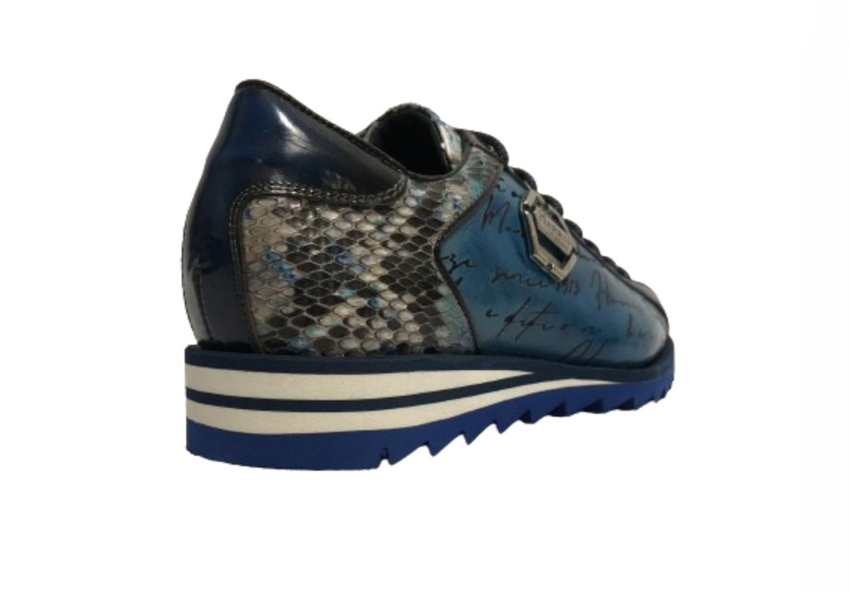 Scarpe uomo Harris sneaker pelle pregiata blu elettrico U17HA207 2817